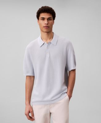 Men's Textured Cotton Short-Sleeve Polo Shirt