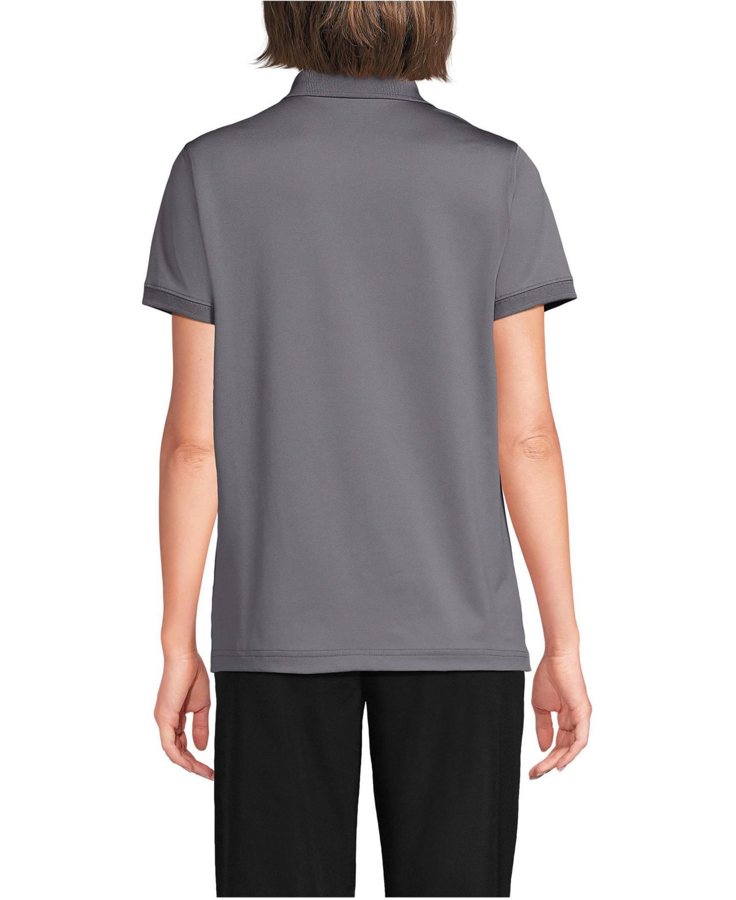 Женское поло Lands' End Rapid Dry Performance Short Sleeve Polo, цвет: Серый — фото 2