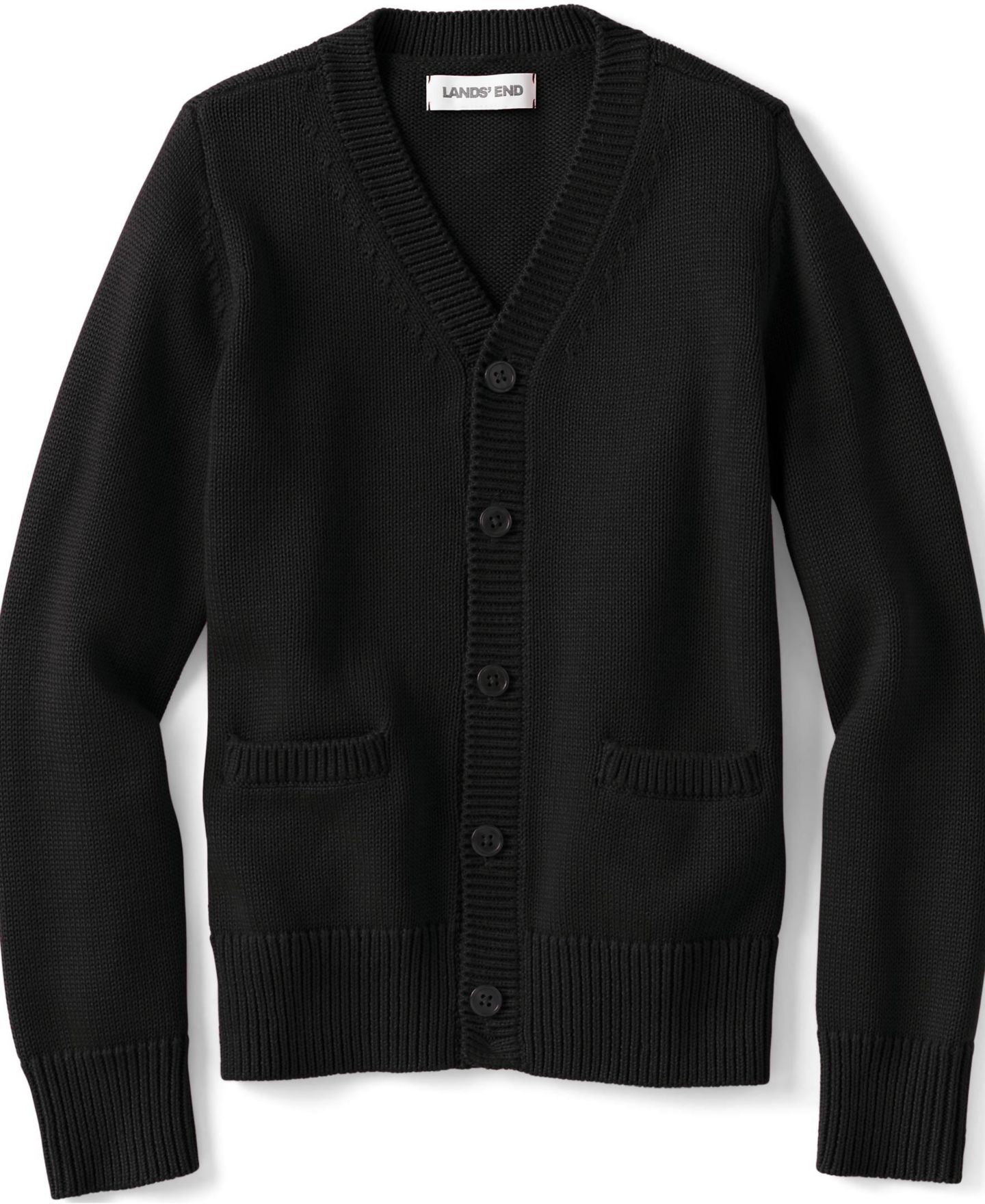 Кардиган Lands' End Legacy Varsity Cardigan для девочек, цвет: Чёрный — фото 3