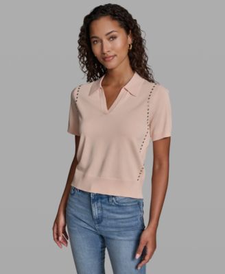 Women's Short-Sleeve Nailhead Trim Sweater