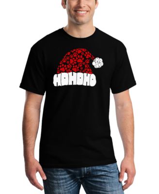 Men's Santa Hat Paw Print Word Art T-Shirt