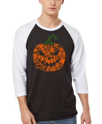 Men's Halloween Pumpkin Word Art Raglan-Sleeve T-Shirt