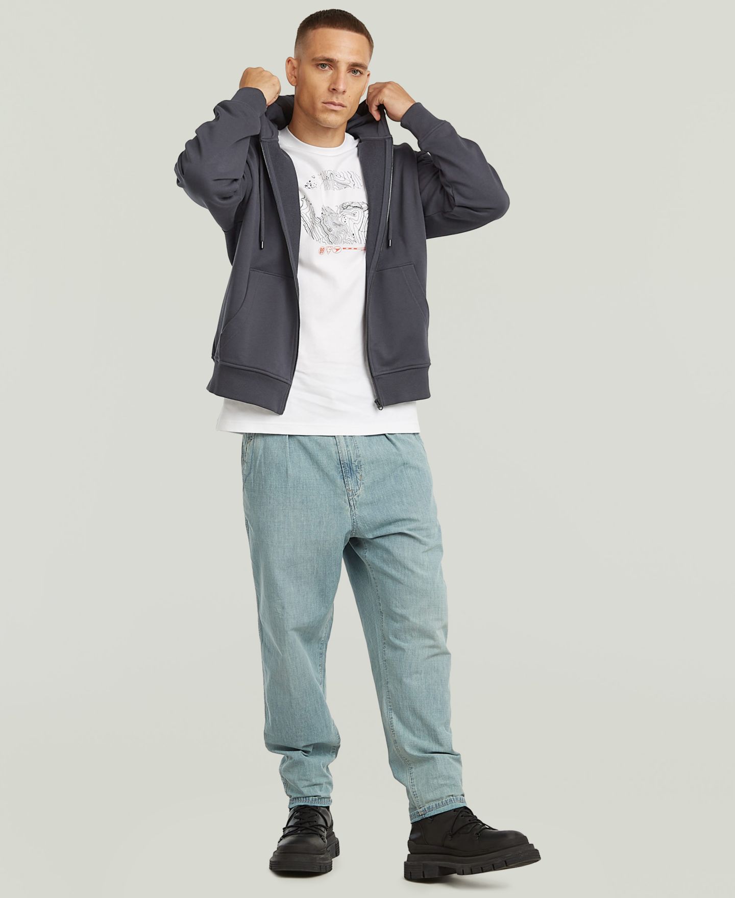 Мужской свитшот G-Star Raw Back Graphic Hooded Zip, цвет: Petrol — фото 3