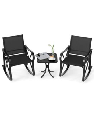 3 Piece Patio Rocking Bistro Set with Smooth Rocking Motion Outdoor Rocker Chairs