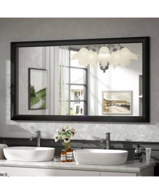 55" x 30" Inch Thick Metal Framed Wall Mirrors for Bedroom, Rectangle Wall-Mounted Mirrors in Matte Black