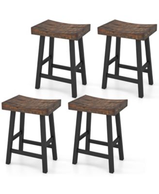 Bar Stools Set of 4 Counter Height Barstools with Saddle Seat