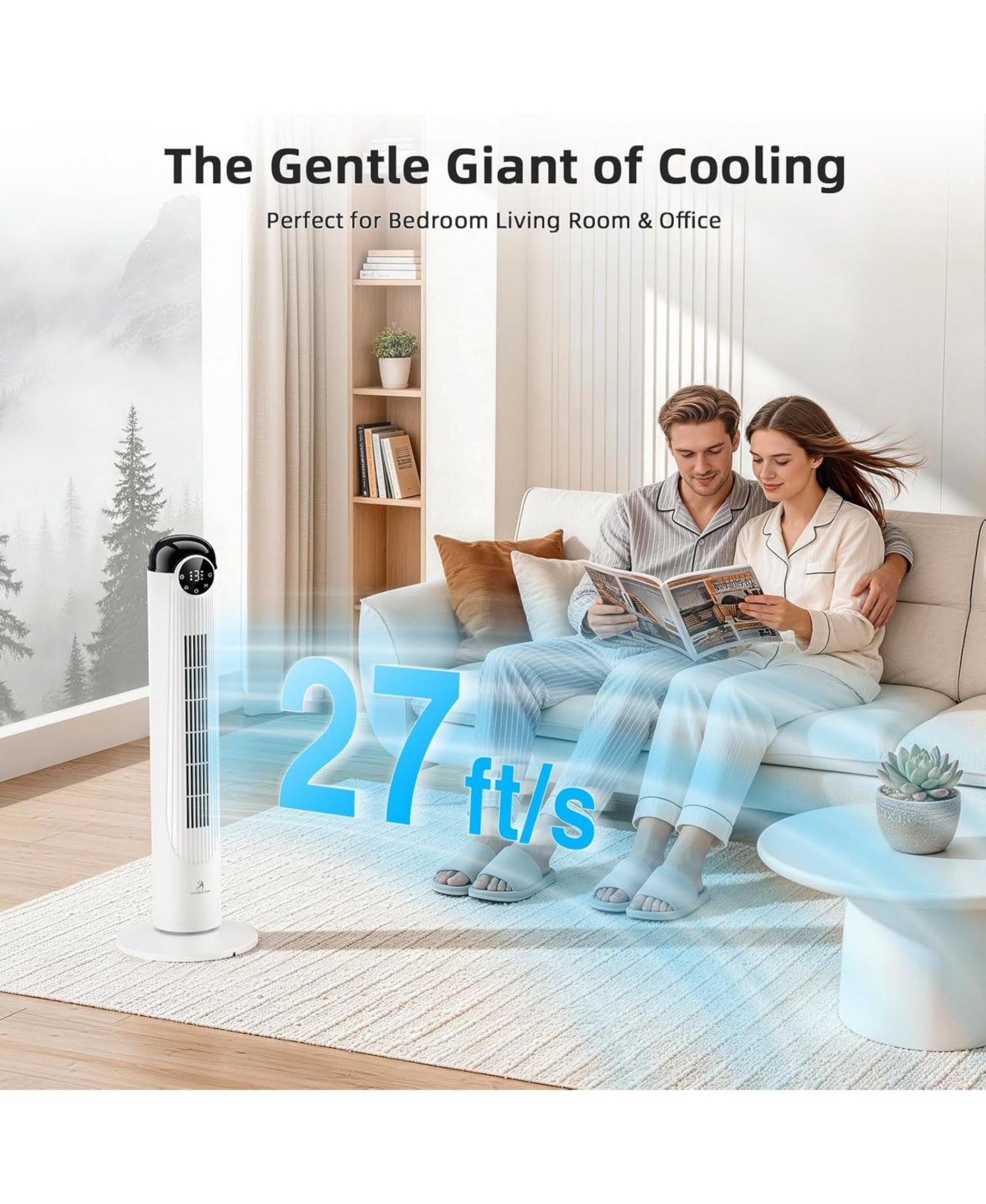 Antarctic Star 36-Inch Quiet Oscillating Tower Fan with Remote and Washable Grille