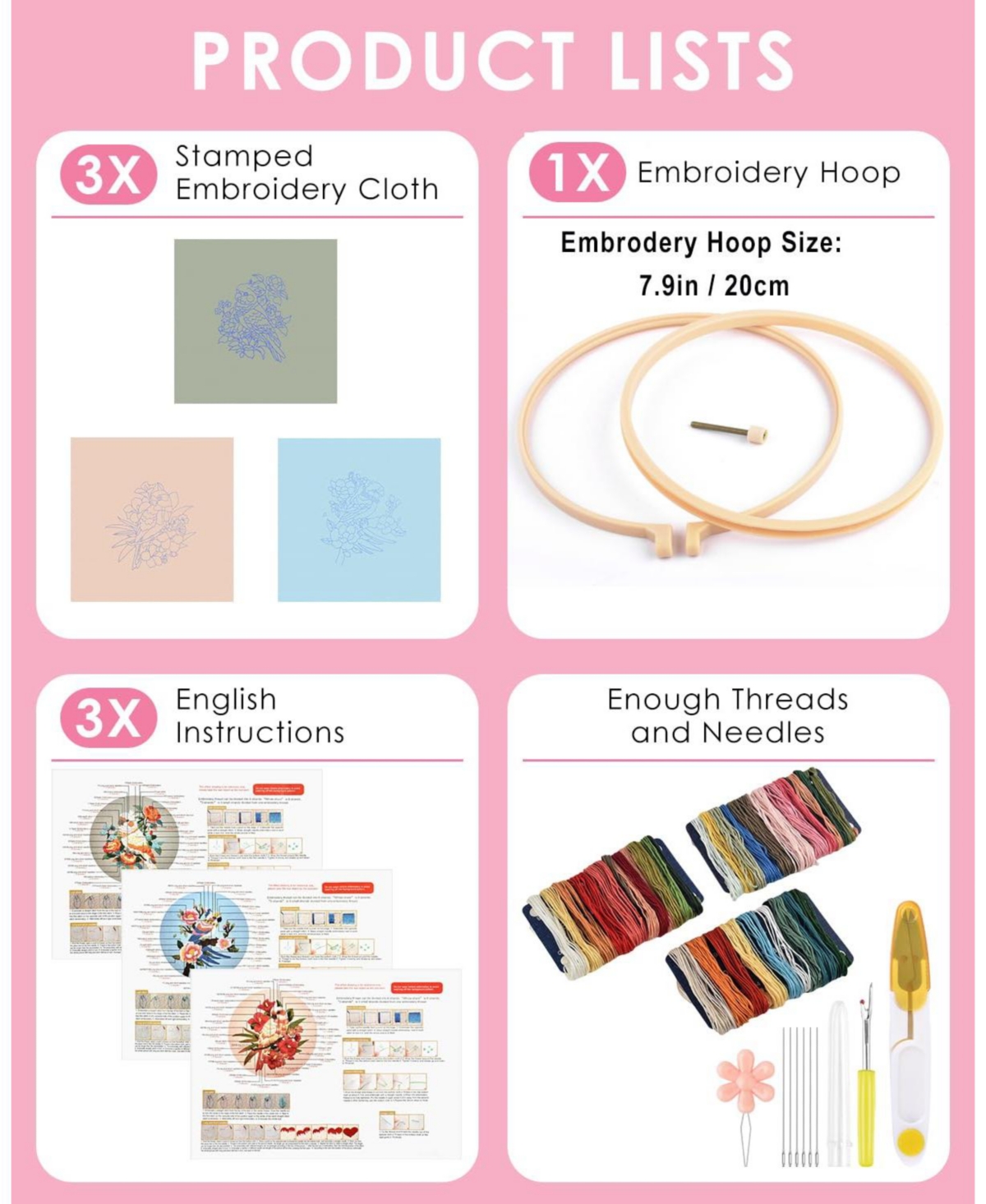 Gnuadz Embroidery Kit Parrot Beginners Cloth Hoops Threads