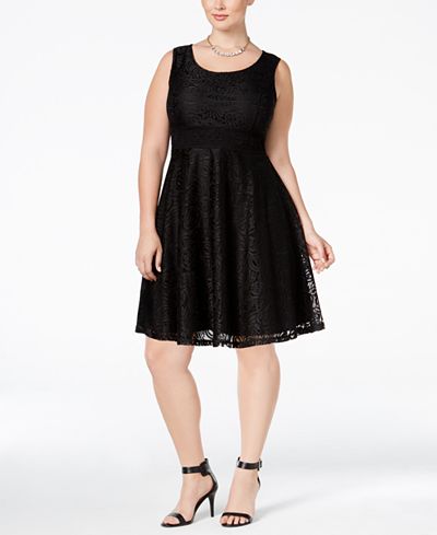 American Rag Trendy Plus Size Lace Fit & Flare Dress, Only at Macy's ...