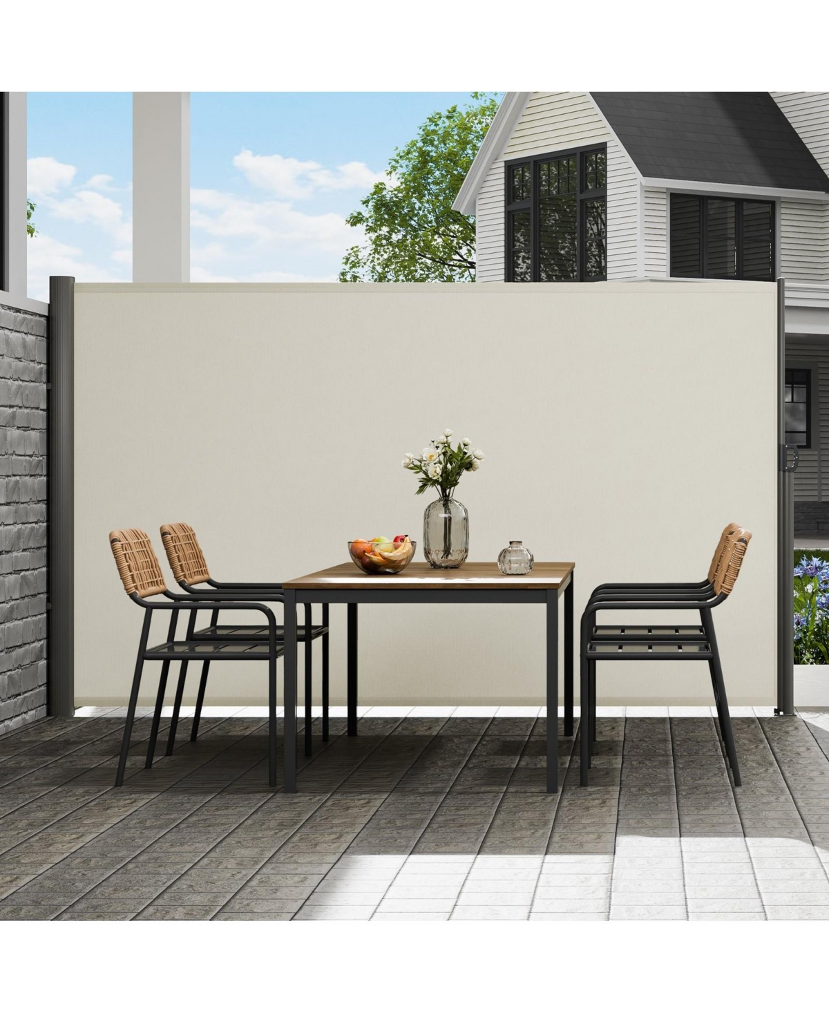 Sugift Retractable Side Awning 71in x 118in Outdoor Privacy Screen