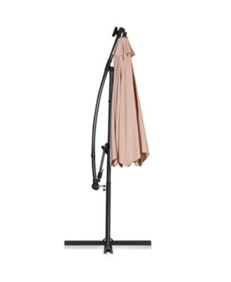 10 ft Solar LED Offset Patio Umbrella with 360 Degree Rotation