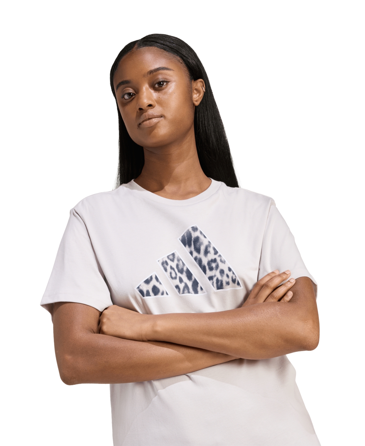 adidas Women's Animal Print Short-Sleeve Cotton T-Shirt