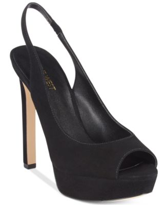 Nine west black peep toe heels deals