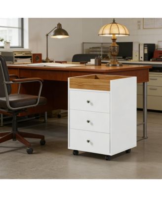 3-Drawer Mobile File Cabinet, Under Desk Office Storage Cabinet with Removable Trayand Wheels