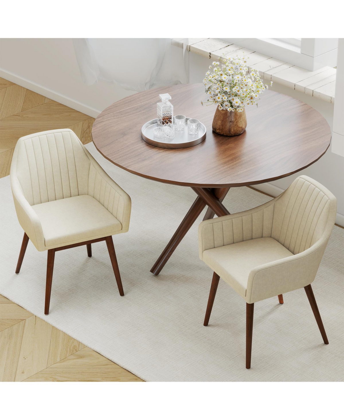 Slickblue Dining Chairs Set of 2 Upholstered Accent with Cushion Seat and Backrest