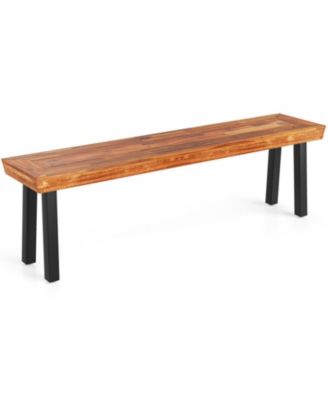 60-inch Acacia Wood Backless Outdoor Bench with Metal Frame