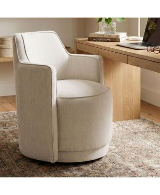 Swivel Home Office Chair, Fabric Upholstered Barrel Desk Chair, 1 Pc