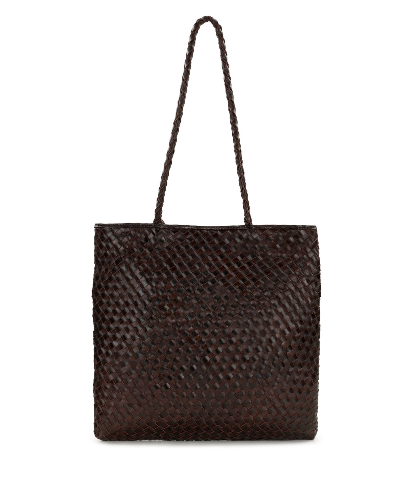 Женская сумка Patricia Nash Valence Medium Woven Leather Tote Handbag, цвет: Шоколадный — фото 2