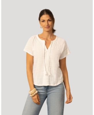 Cable & Gauge Women's Cable and Gauge Crochet Trim Crinkle Peasant