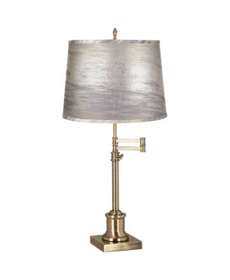 Westbury 36" Tall Large Traditional End Table Lamp Swing Arm Gold Antique Brass Finish Silver Gold Shade Living Room