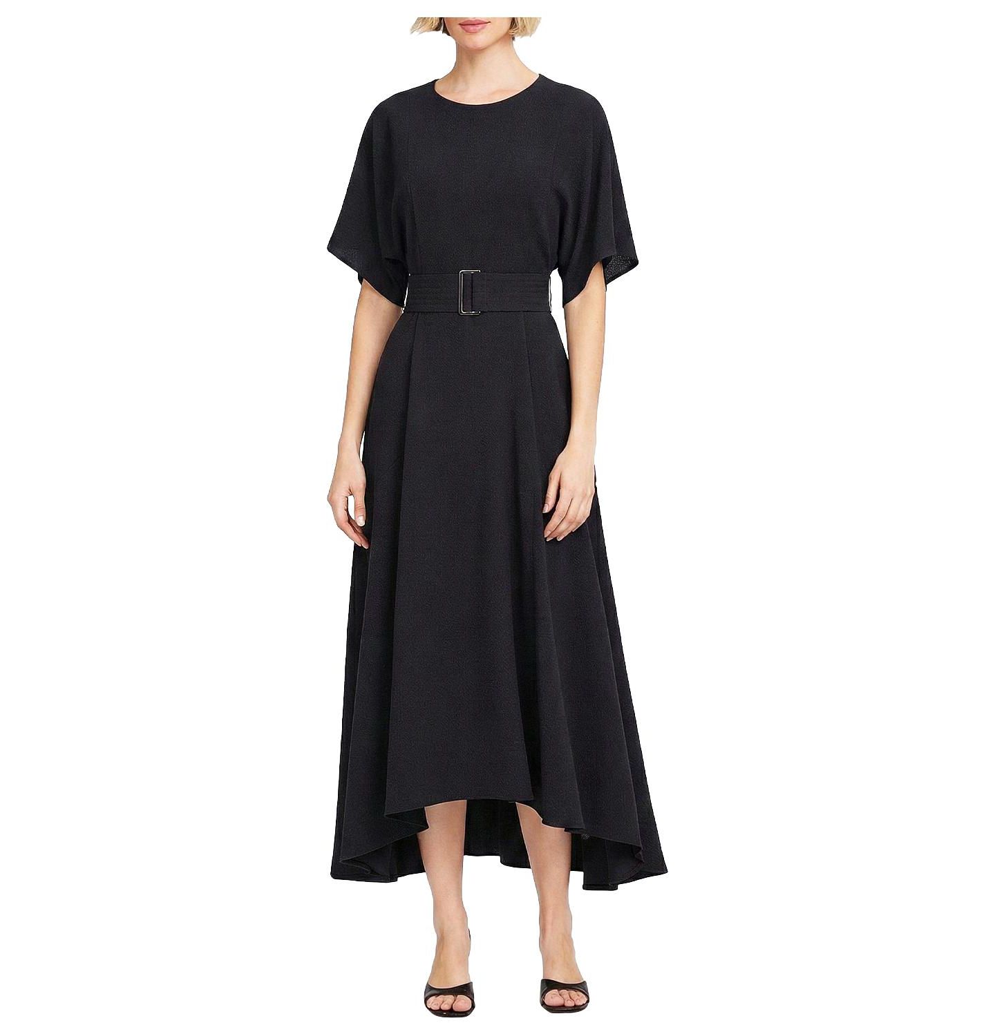 Женское платье ELLE Collection Belted Midi, цвет: Чёрный — фото 1
