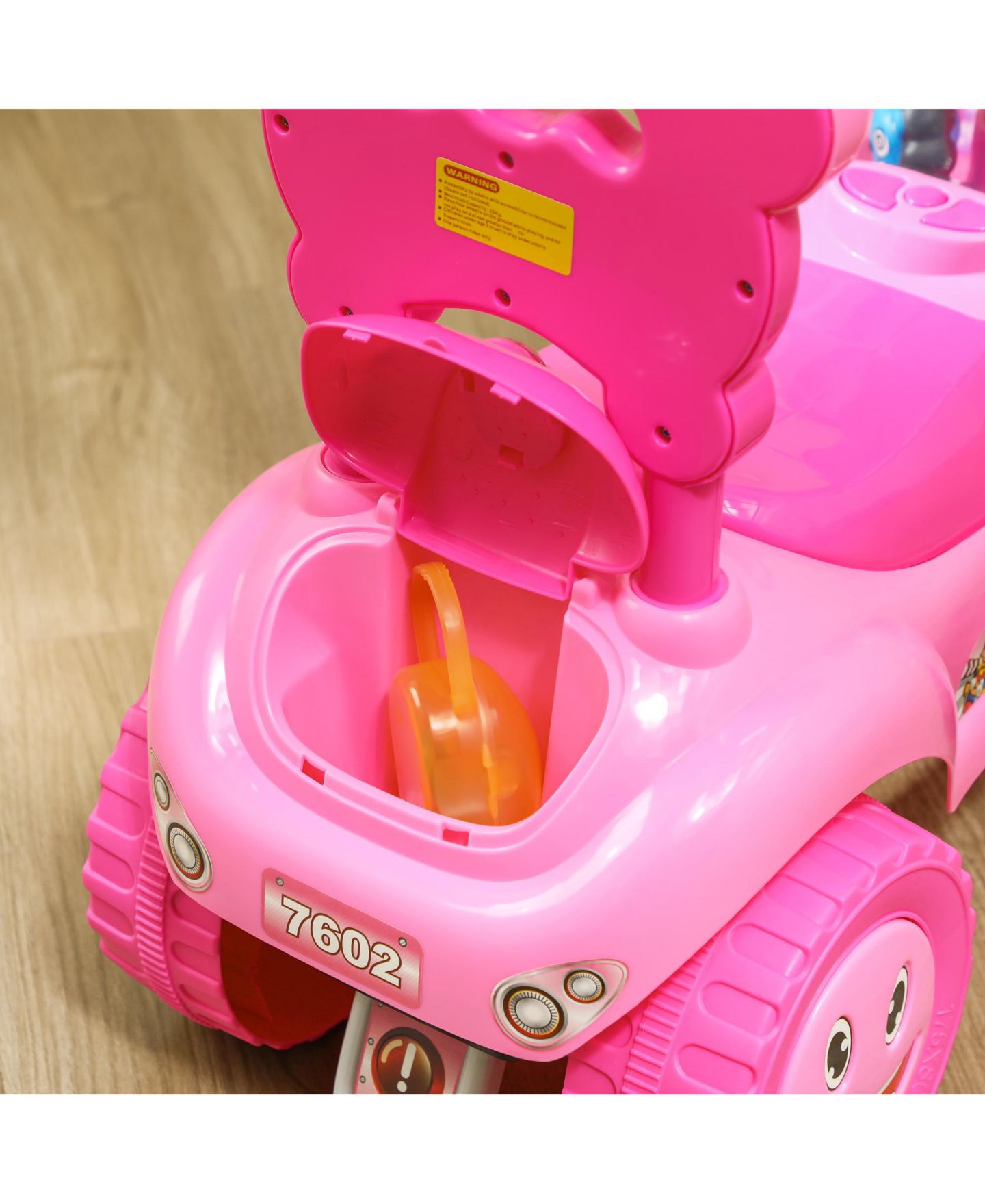 Детская игрушка Qaba Toddler Push Car with Foot-to-Floor Design, 24.4"L x 11.6"W x 19.1"H, 55 lb Capacity, Ages 18-36 Months, цвет: Розовый — фото 8