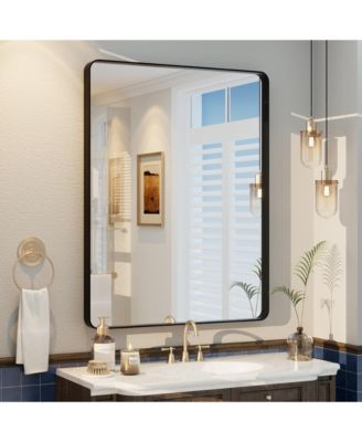28" x 36" High-Strength Tempered Glass and Aluminum Alloy Framed Wall Decor Bathroom Vanity Mirror