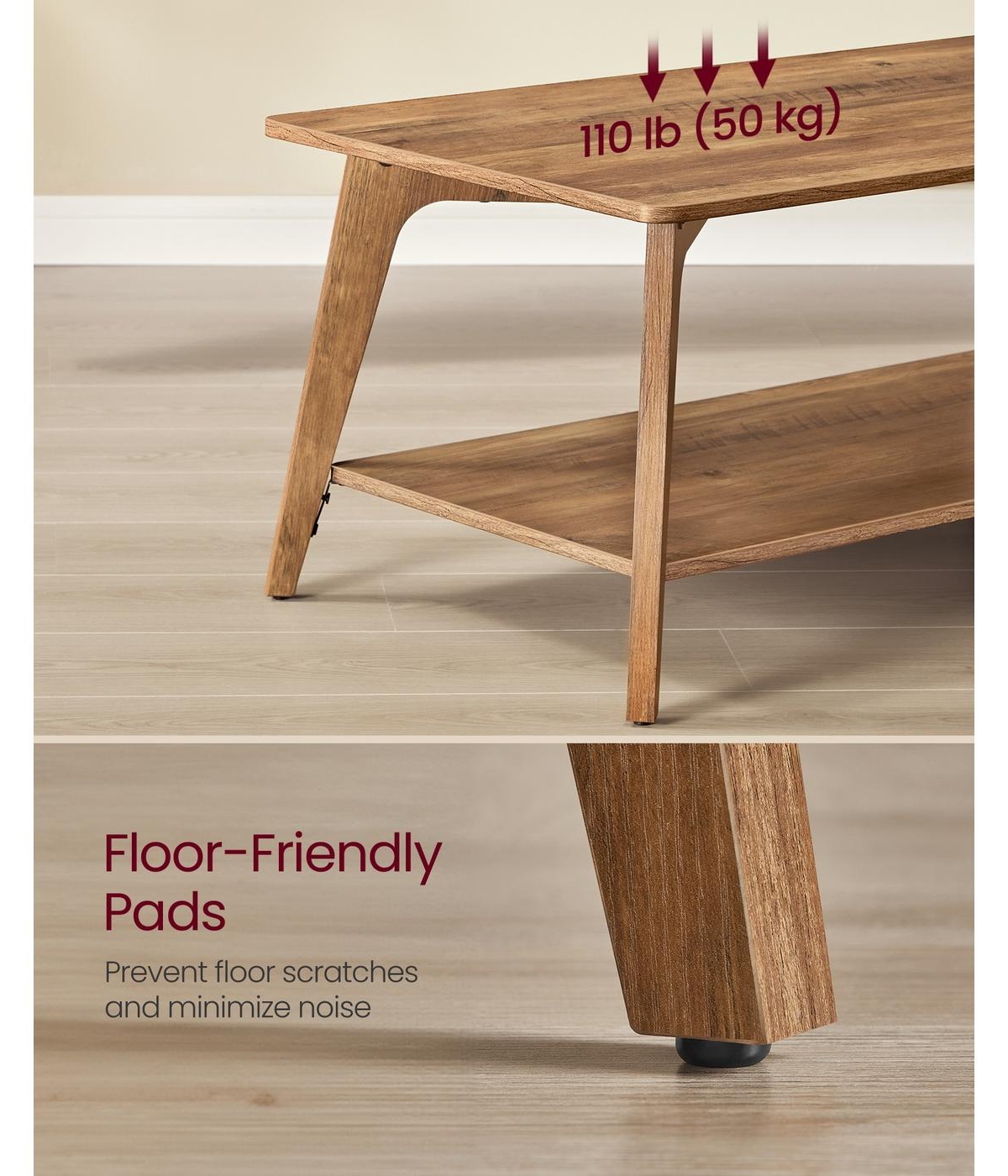 Slickblue 2 Tier Coffee Table with Storage Rounded Edge Living Room Table