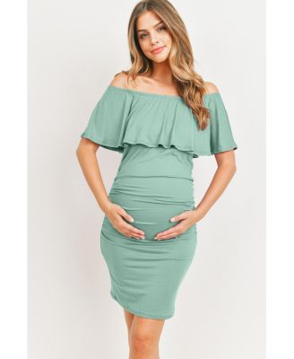 Maternity Off-The-Shoulder Ruffle Bodycon Dress
