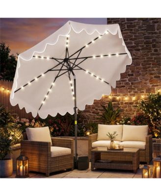  Outdoor Patio Umbrella with Solar LED Lights and Weighted