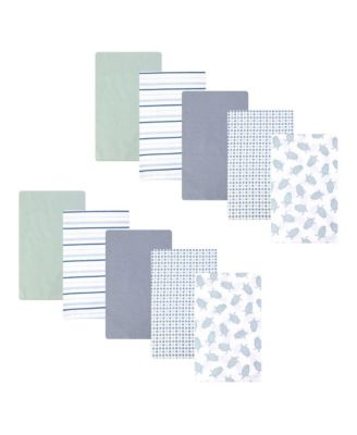 Infant Cotton Poly Flannel Burp Cloths 10-Pack, Little Sea Turtle 10-Pack, One Size