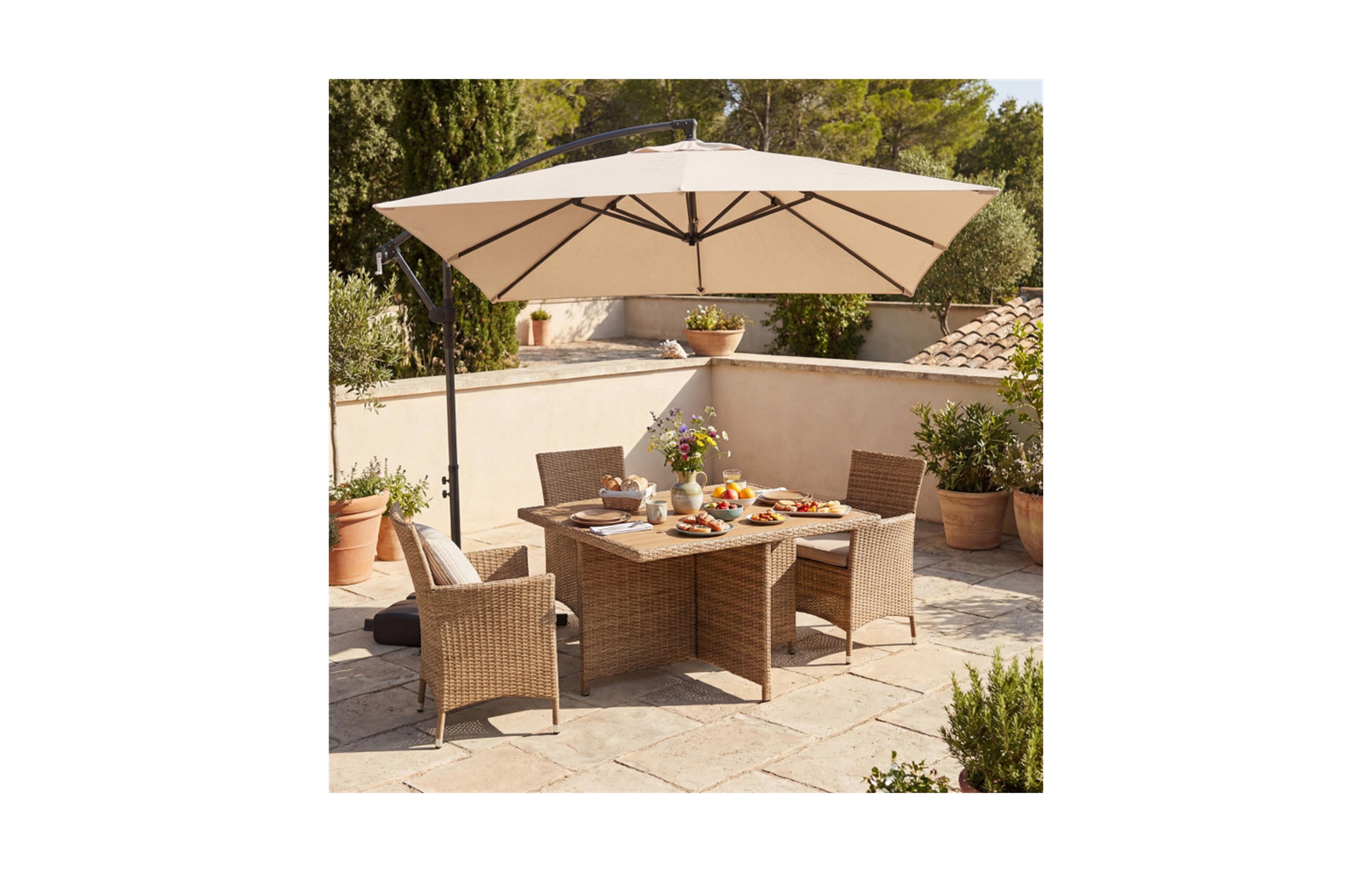 Clihome Offset Cantilever Patio Umbrella Outdoor Market Square with 360degree