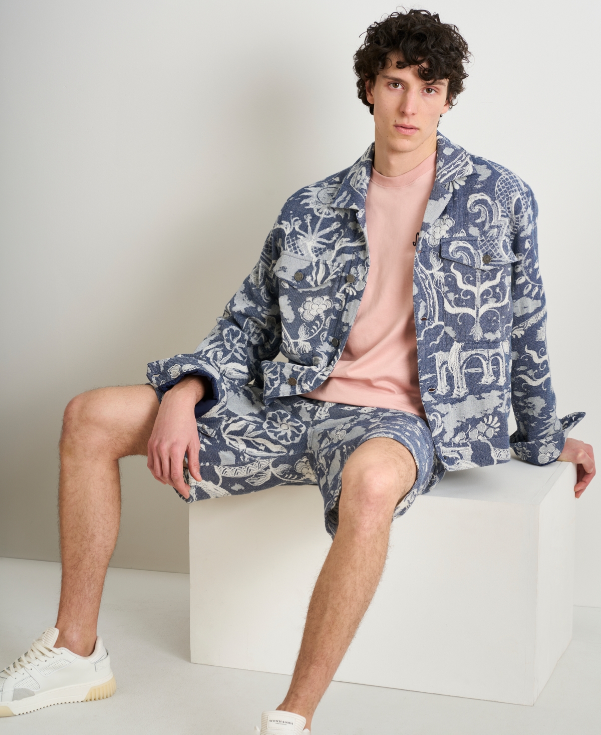 Scotch & Soda Men's Delfts Blauw Jacquard Trucker Jacket