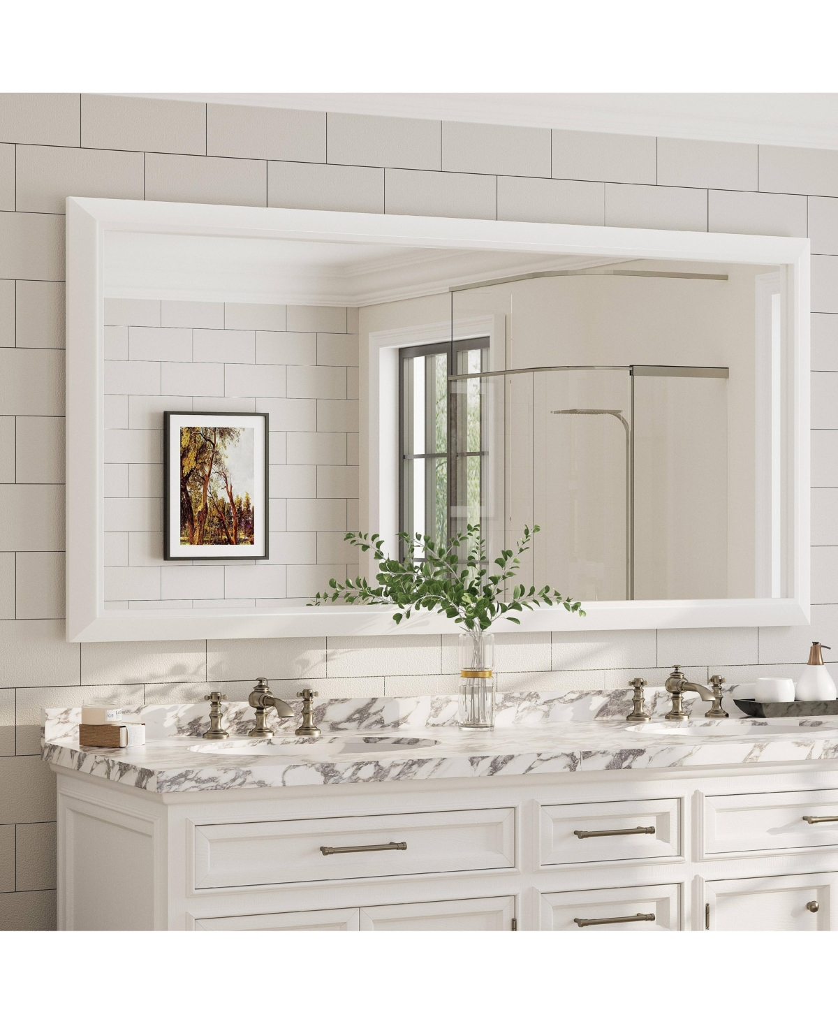 Apmir 72" x 36" Inch Thick Metal Framed Wall Mirrors for Bedroom