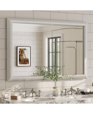 48" x 32" Inch Thick Metal Framed Wall Mirrors for Bedroom, Rectangle Wall-Mounted Mirrors