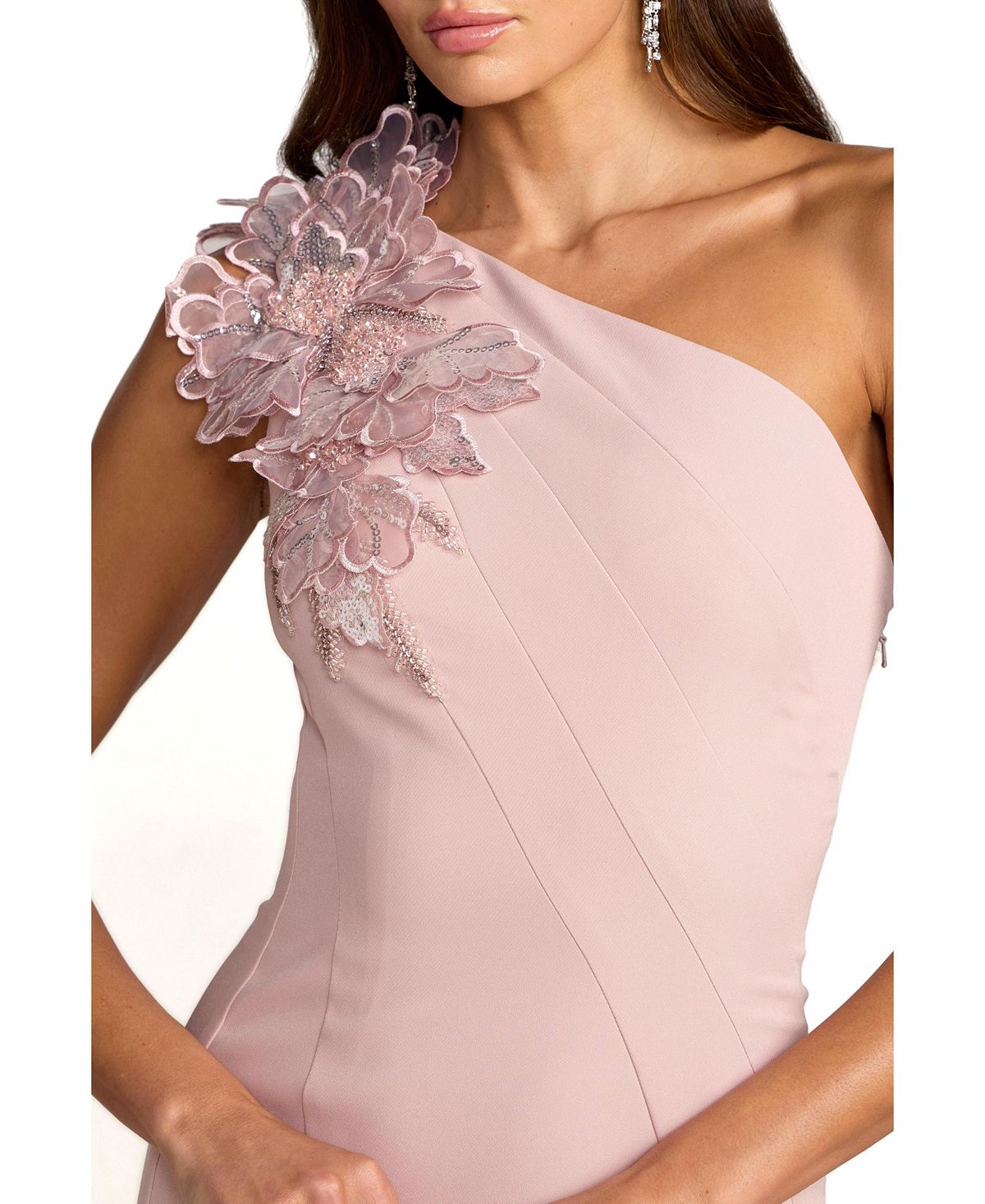 Mac Duggal Women's One Shoulder Crepe Trumpet Midi Dress view 3 — MAYCSS fashion products