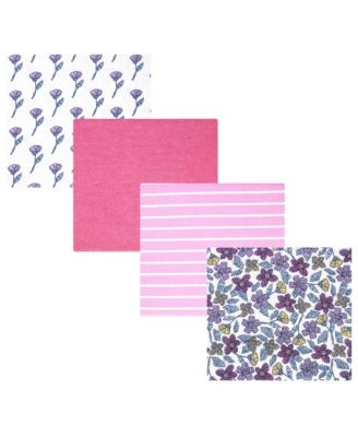 Girl Cotton Poly Flannel Receiving Blankets, Begonia Pink Floral, One Size