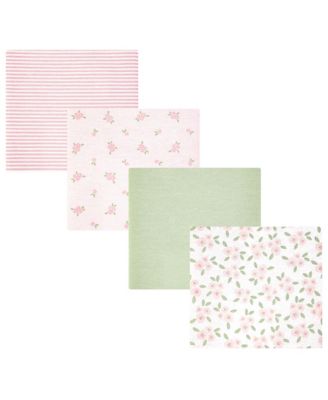 Girl Cotton Poly Flannel Receiving Blankets 4-Pack, Sweet Little Floral, One Size