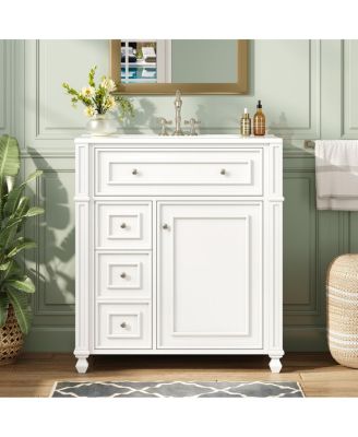 Modern Bathroom Vanity with Sink, French Style Cabinet, Soft Close Drawers and Adjustable Storage for Small Spaces