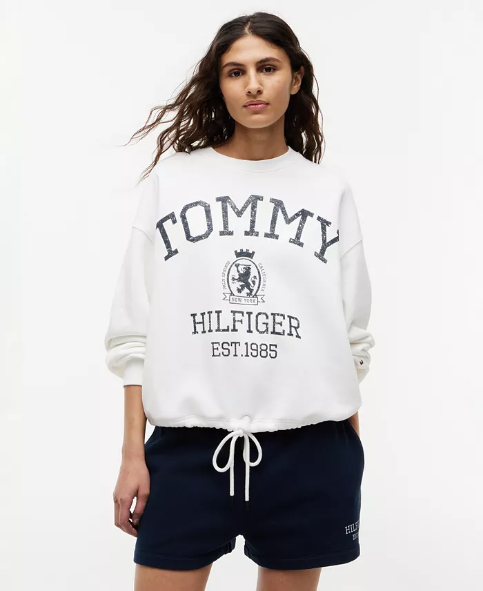 Women's Cotton-Blend Round Neck Sweatshirt - thumbnail 8