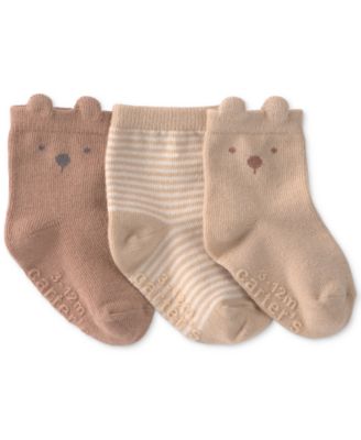 Baby Boys' and Girls' Bear Socks, 3-Pack