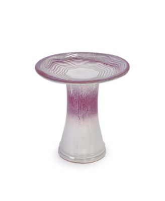 17 Inch Ceramic Bird Bath for Outside, Elegant Tall Outdoor Bird Bath for Outdoors with floral Pattern