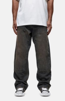 Men's Traipes Blue Washed Baggy Denim Jeans