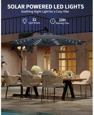 led offset patio umbrella Deconk 10' X 13 'Patio with Lights Outdoor Cantilever Large Rectangle Umbrellas Heavy Duty Aluminum Double Top with 360-degree Rotation for Pool Garden Deck, Beige : Find the perfect angle Solar LED Offset Patio Umbrella