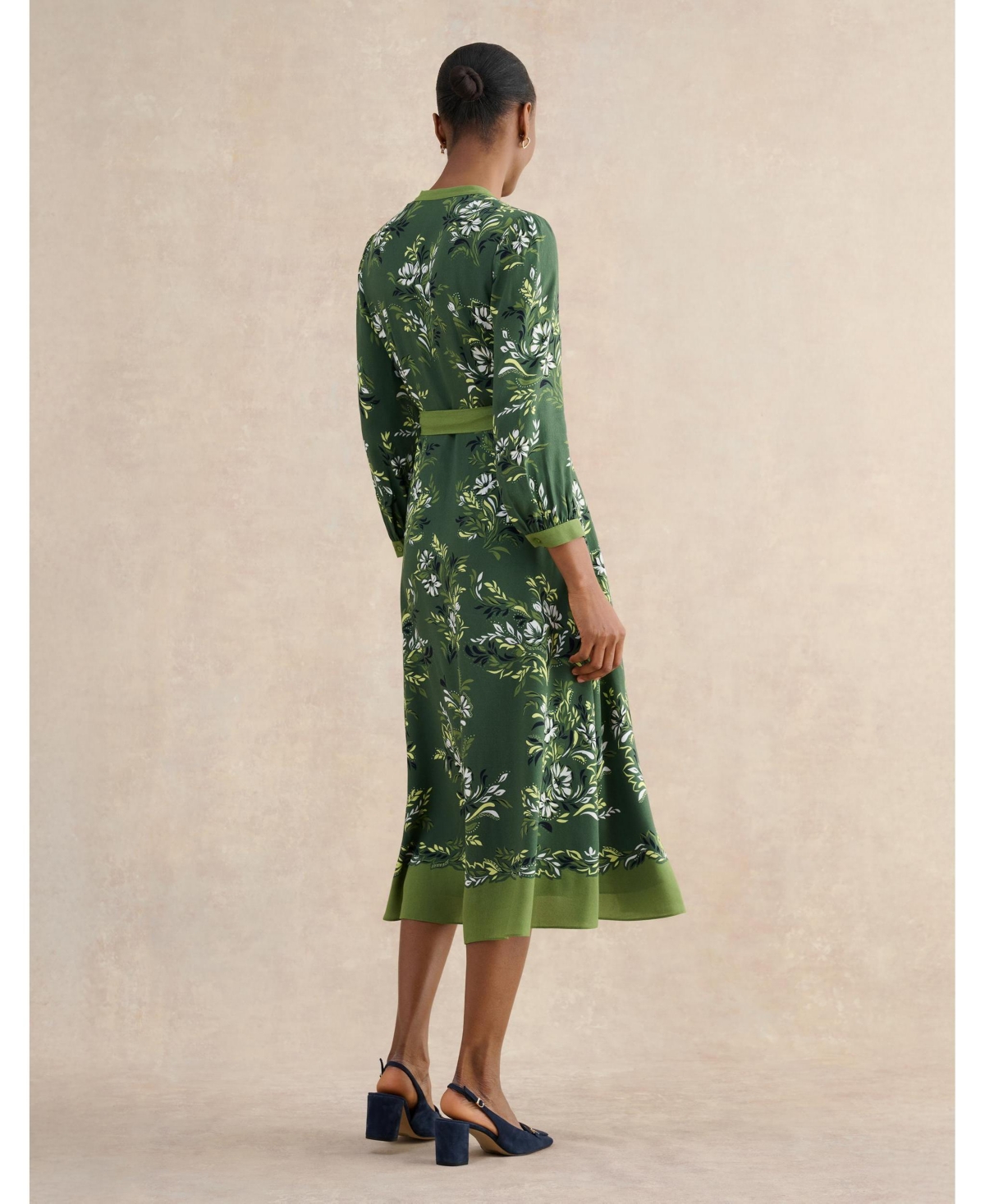 Hobbs London Women's Apolline Printed V-Neck Midi Shirt Dress
