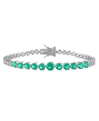 Lab Grown Emerald (3-1/10 ct. t.w.) and Lab Grown White Sapphire (4-7/8 ct. t.w.) Bracelet in Sterling Silver