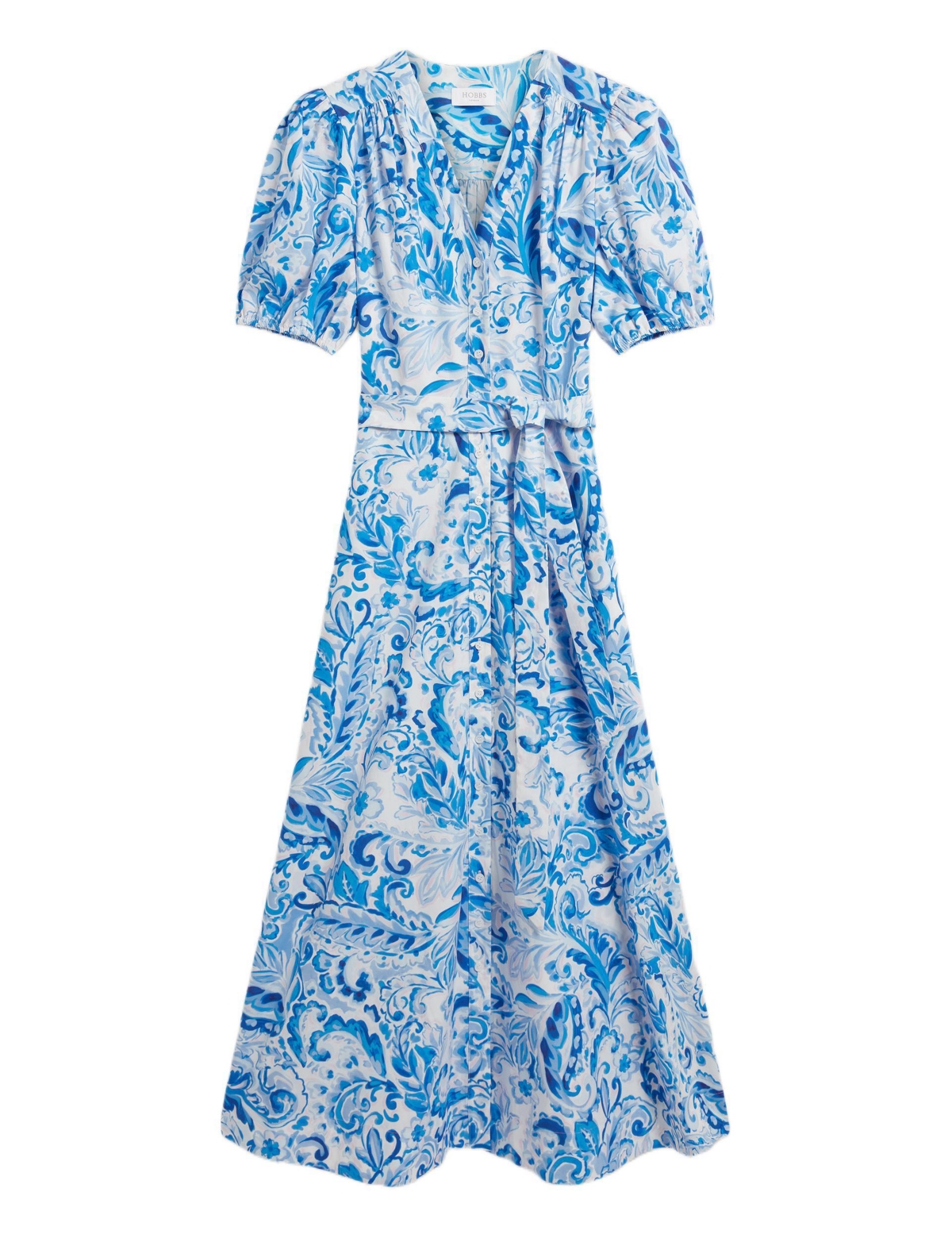 Hobbs London Women's Libby Short Sleeve V-Neck Midi Dress