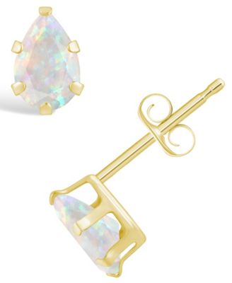 Macy's Gemstone Stud Earrings in 10k Yellow Gold - Opal