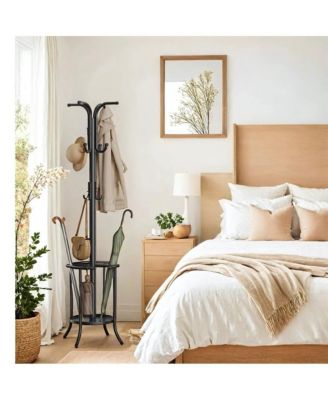Freestanding Metal Coat Rack with Umbrella Holder for Hallway