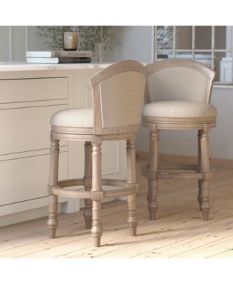 Classic Solid Wood Bar Stool with Mixed Upholstered Seating